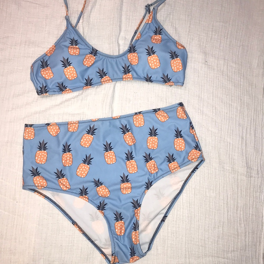Cupshe Pineapple 🍍 Ocean high waist bikini set M